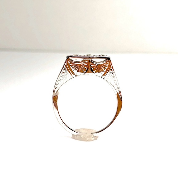 14K White Gold 0.15TCW Natural DIAMONDS Filigree Ring 2.57g - Picture 3 of 7